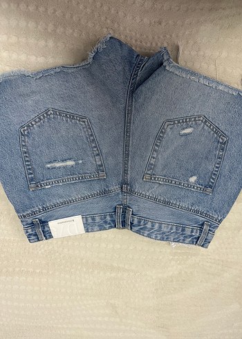 Düğmeli Rahat Kesim Mavi Kot Şort - Görsel 3