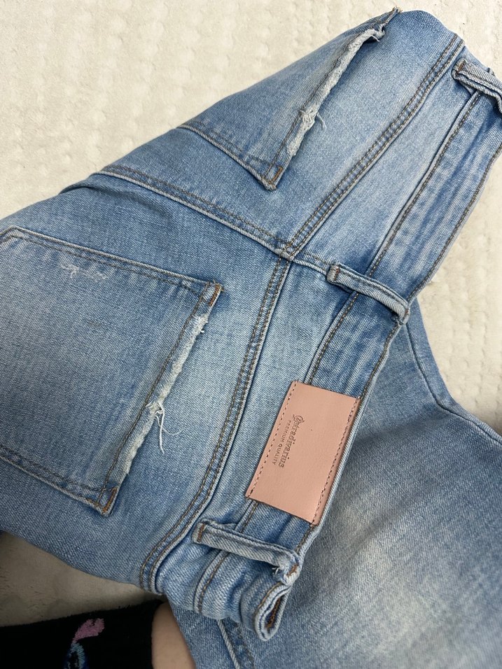 Düğmeli Mavi Kadın Denim Pantolon - Görsel 4