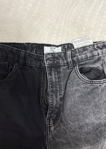 Düğmeli Gri Kadın Denim Jean - Görsel 2