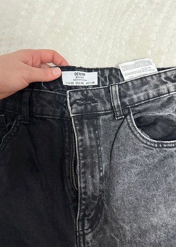Düğmeli Gri Kadın Denim Jean - Görsel 3