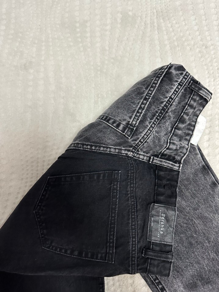 Düğmeli Gri Kadın Denim Jean - Görsel 5