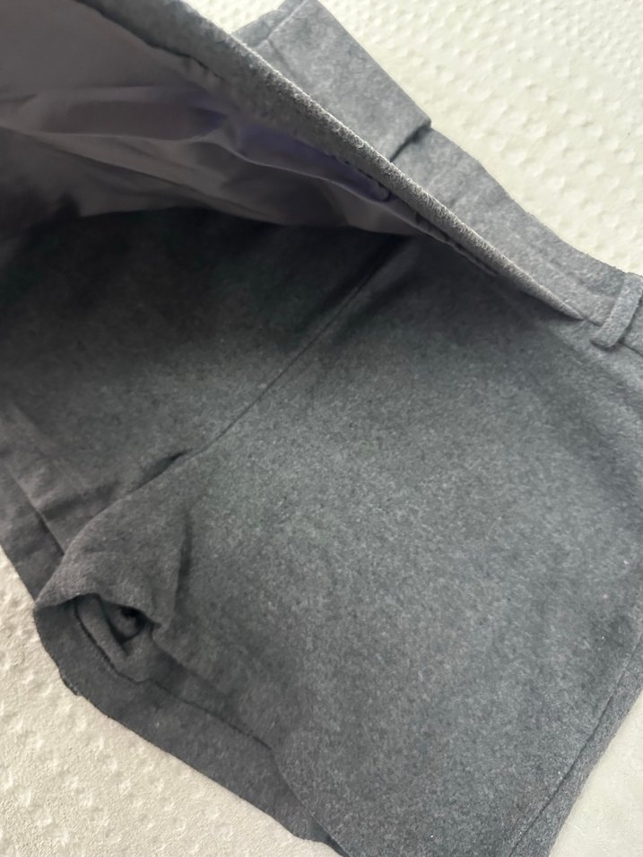 Gri Kemerli Mini Yün Etek - Görsel 3