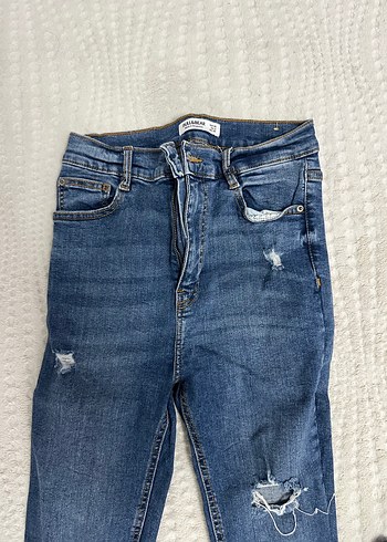 Kadın Mavi Kot Pantolon Tokalı - Görsel 3