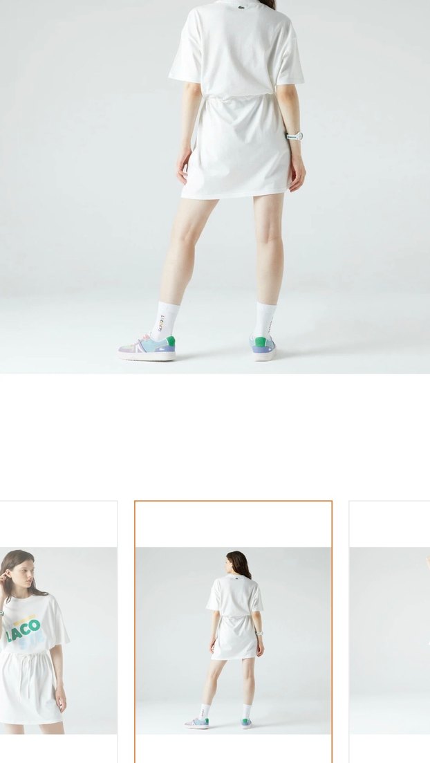 Baskılı Beyaz Midi lacoste elbise - Görsel 2