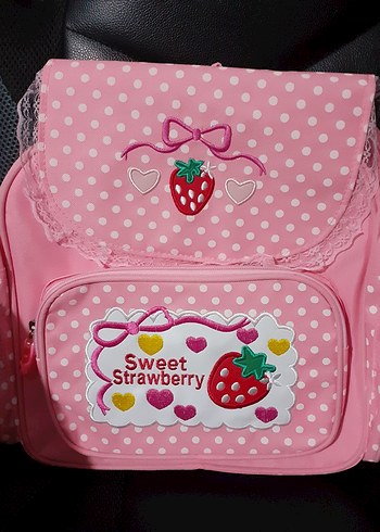 Pembe Renkli Çilek Desenli Cutecore Çanta