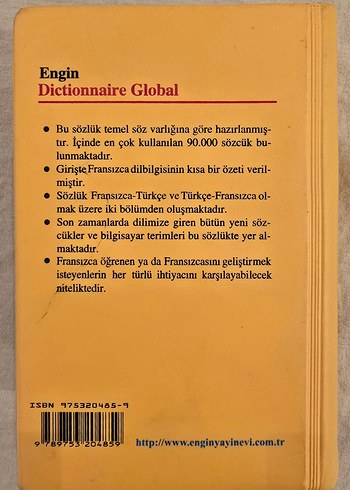 Fransızca-Türkçe Sözlük Dictionnaire Global - Görsel 2