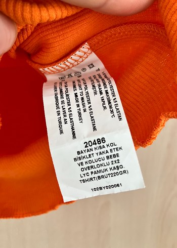 Diğer Turuncu Kısa Kollu Crop Mini Pamuklu Tişört