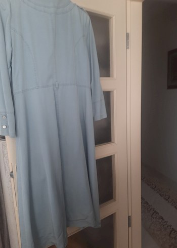 Diğer Düğmeli Uzun ipek kot pardesü