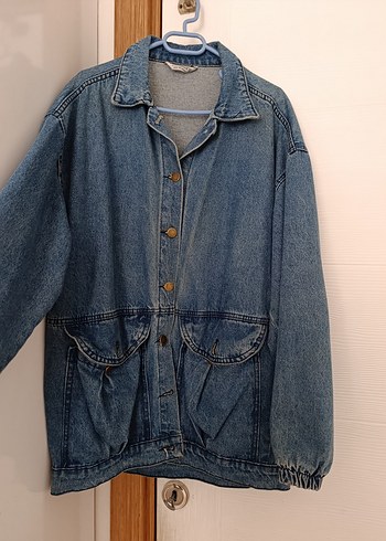 Düğmeli mavi Kadın Denim Ceket