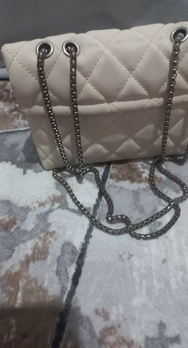 Beyaz Deri Kapitone Kadın Çanta - Görsel 2