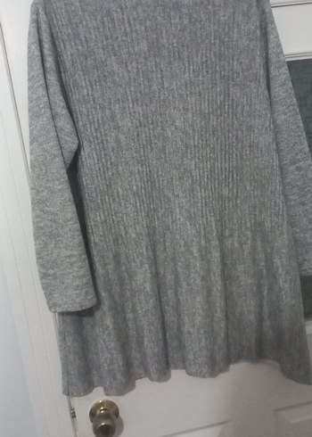 Gri Rahat Kesim Kadın Triko Kazak - Görsel 2