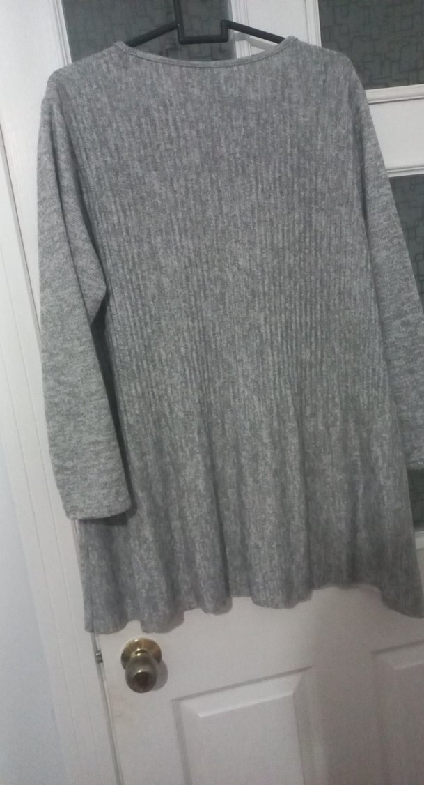 Gri Rahat Kesim Kadın Triko Kazak - Görsel 2