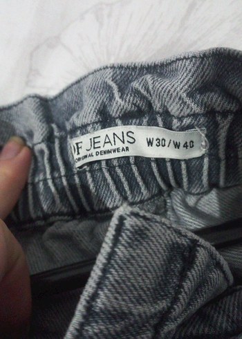 Kadın Gri Bol Kesim Kot Pantolon - Görsel 3