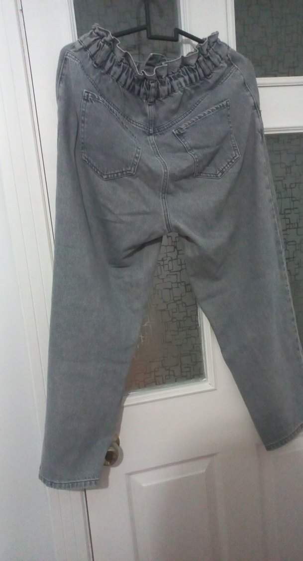 Kadın Gri Bol Kesim Kot Pantolon - Görsel 2