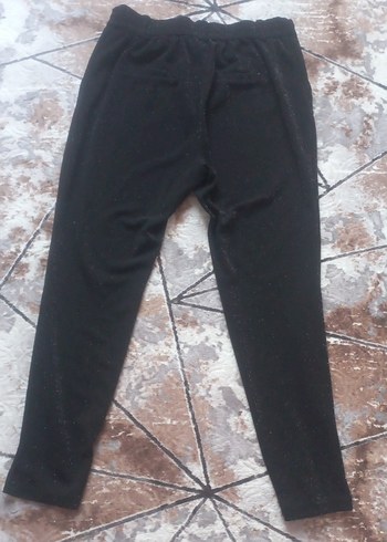 Kadın Siyah Bol Kesim Midi Kumaş Pantolon - Görsel 2