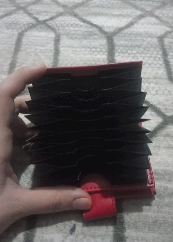 Kırmızı Deri Kadın Cüzdanı Tokalı - Görsel 5