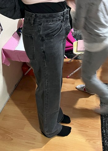 Gri Düğmeli Kadın Midi Jean - Görsel 2