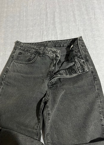 Gri Düğmeli Kadın Midi Jean - Görsel 3