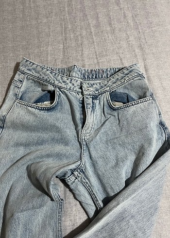 Gri Bol Kesim Midi Kadın Kot Pantolon - Görsel 3