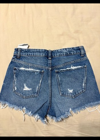 Zara Düğmeli Mavi Mini Denim Şort - Görsel 2