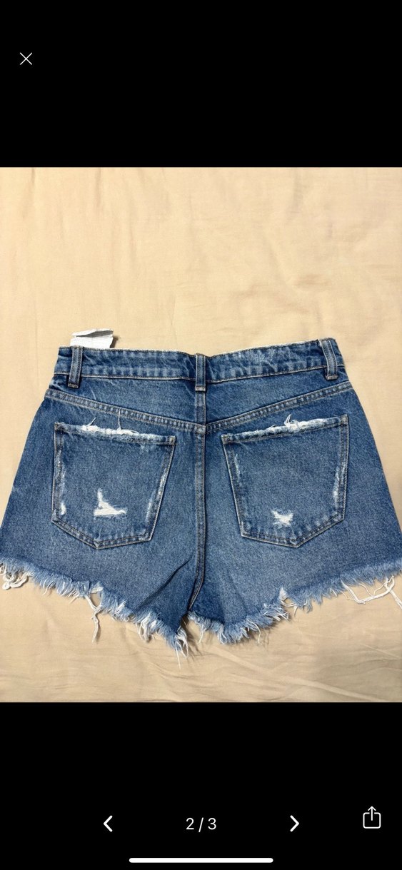 Zara Düğmeli Mavi Mini Denim Şort - Görsel 2