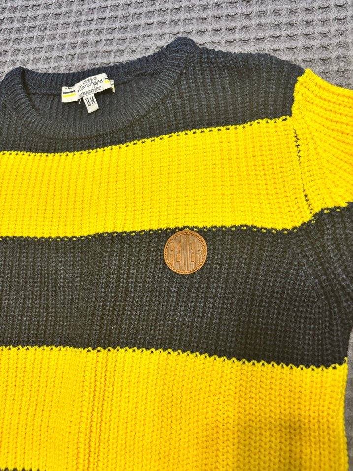 Fenerbahçe Sarı-Siyah Çizgili Triko Çocuk Kazak - Görsel 2