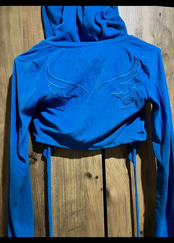 BERSHKA Kadın Mavi Kapüşonlu Uzun Kollu Eşofman Takımı - Görsel 6