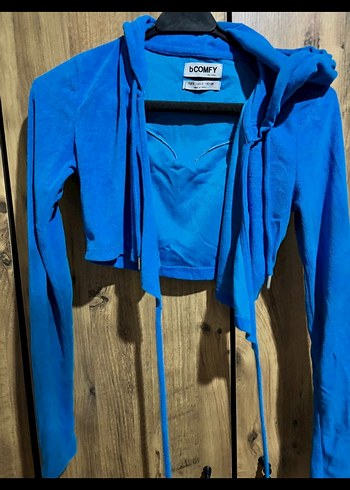 BERSHKA Kadın Mavi Kapüşonlu Uzun Kollu Eşofman Takımı - Görsel 5