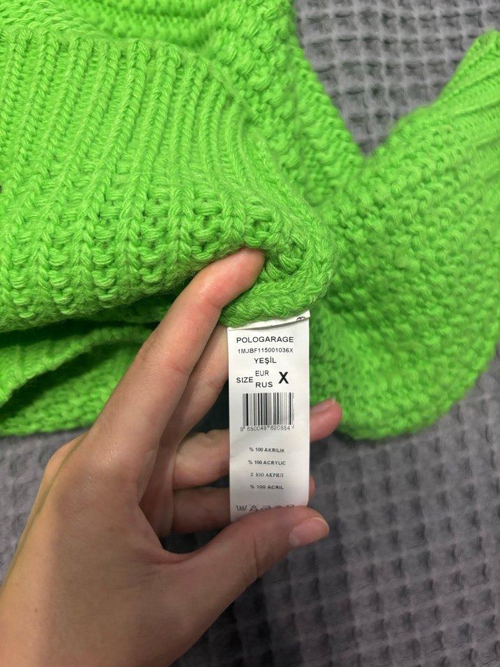 POLOGARAGE Yeşil Örgü Kadın Triko Kazak - Görsel 4