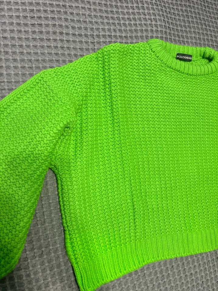 POLOGARAGE Yeşil Örgü Kadın Triko Kazak - Görsel 3