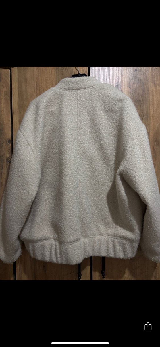 Mango Düğmeli Bej Kadın Polar Ceket - Görsel 4