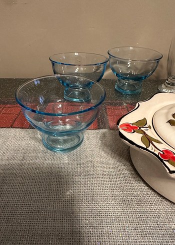 Çiçek Desenli Seramik Mumluk ve Cam Bardak ve kase - Görsel 6