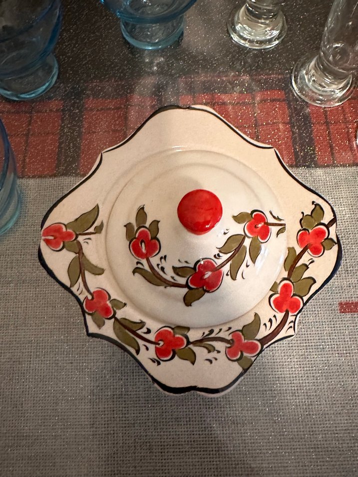 Çiçek Desenli Seramik Mumluk ve Cam Bardak ve kase - Görsel 4