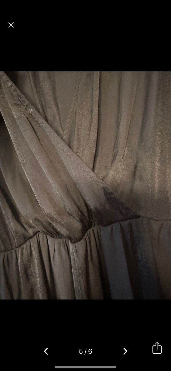 Oysho Siyah V Yaka Uzun Keten Elbise - Görsel 5