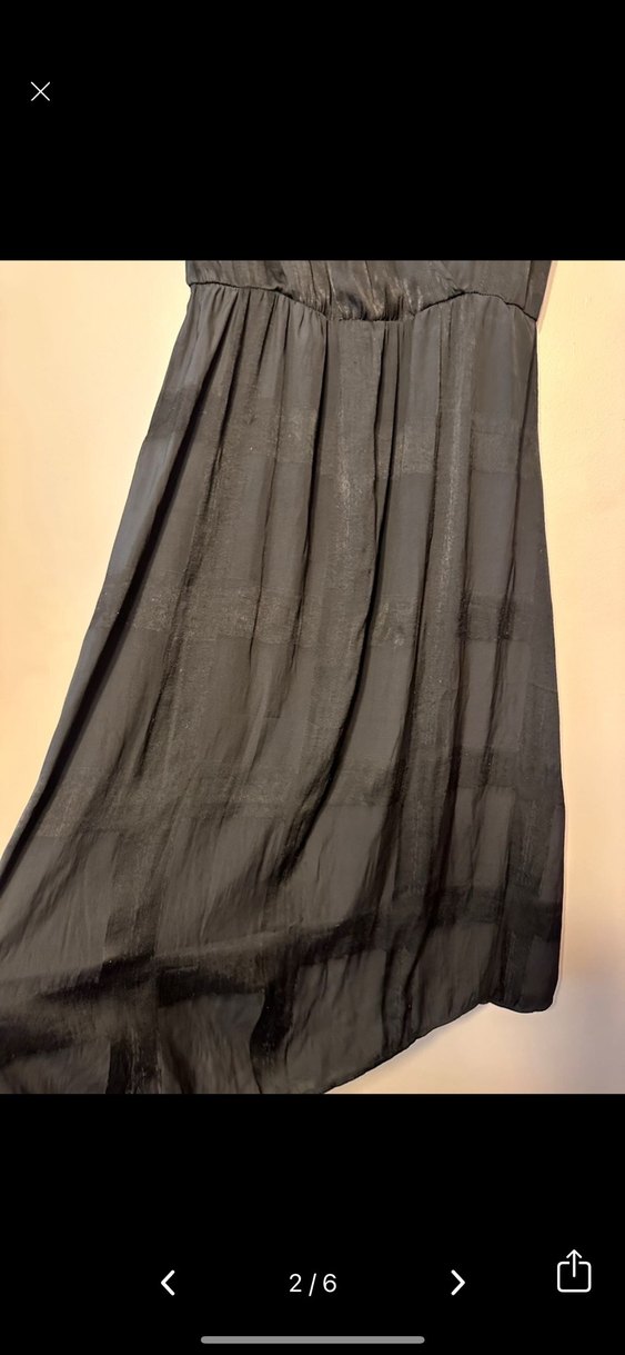 Oysho Siyah V Yaka Uzun Keten Elbise - Görsel 2