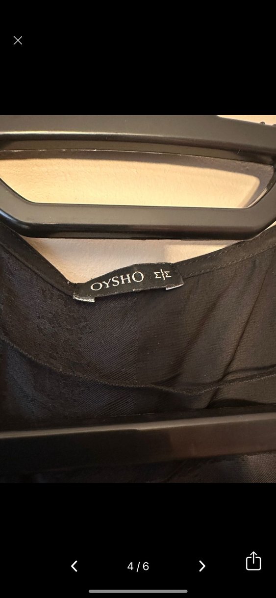 Oysho Siyah V Yaka Uzun Keten Elbise - Görsel 4