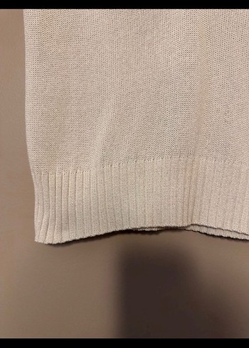 Massimo Dutti Bej V Yaka Örgü Kadın Süveter - Görsel 4