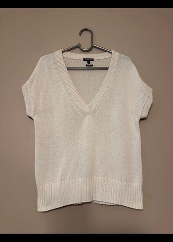 Massimo Dutti Bej V Yaka Örgü Kadın Süveter - Görsel 5