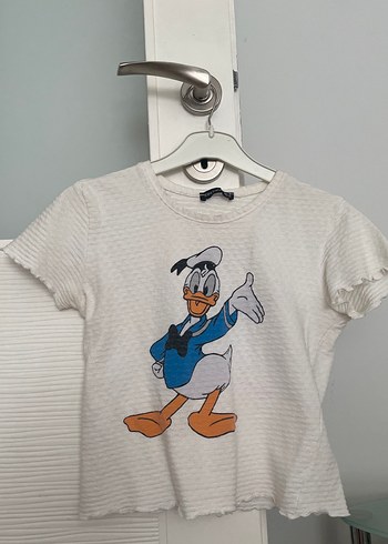 Kadın Beyaz Baskılı Kısa Kollu crop