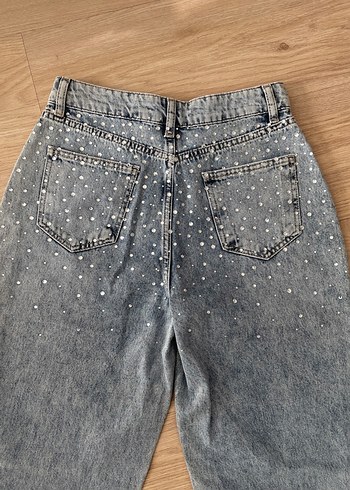 Gri Taşlı Kadın Kot Pantolon - Görsel 4