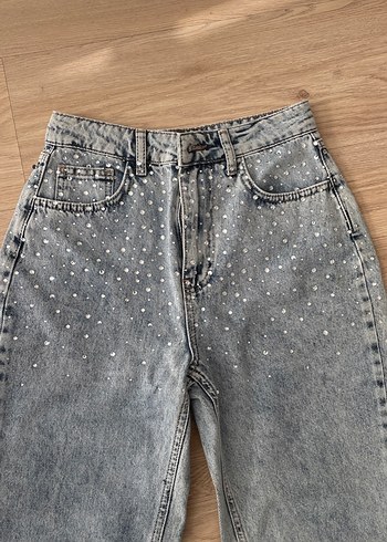 Gri Taşlı Kadın Kot Pantolon - Görsel 2