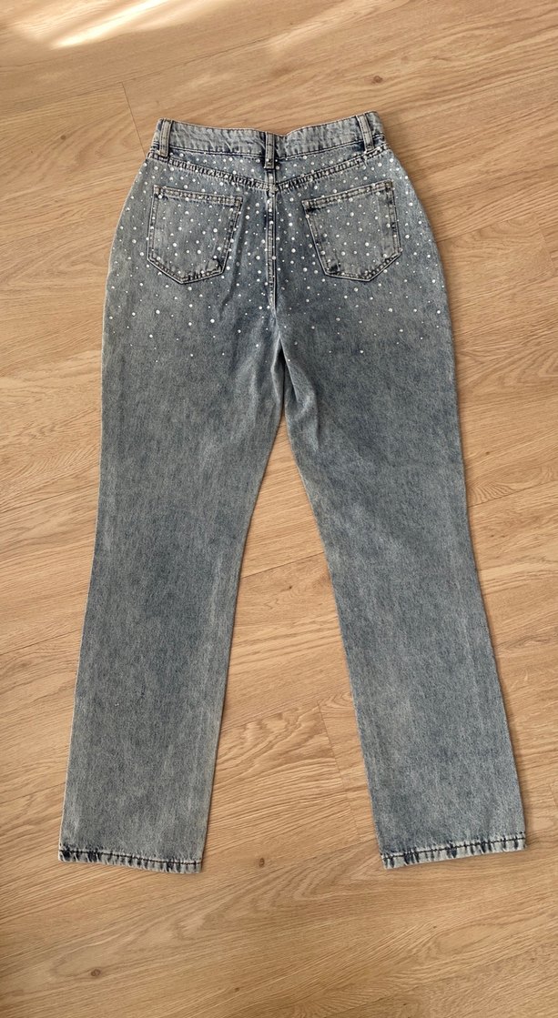Gri Taşlı Kadın Kot Pantolon - Görsel 3