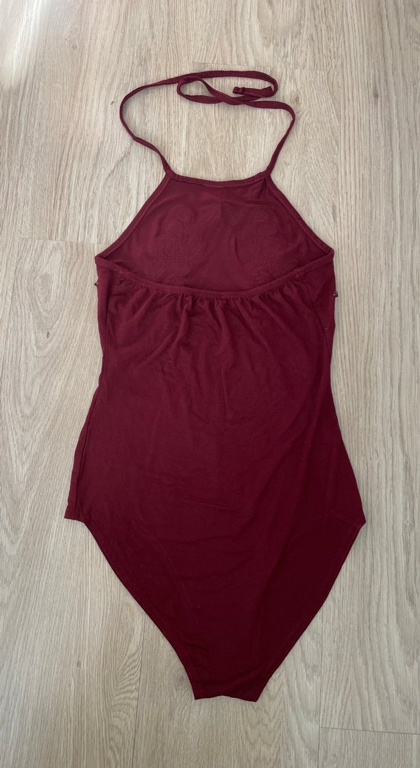 Bordo Nakışlı kadın body - Görsel 2