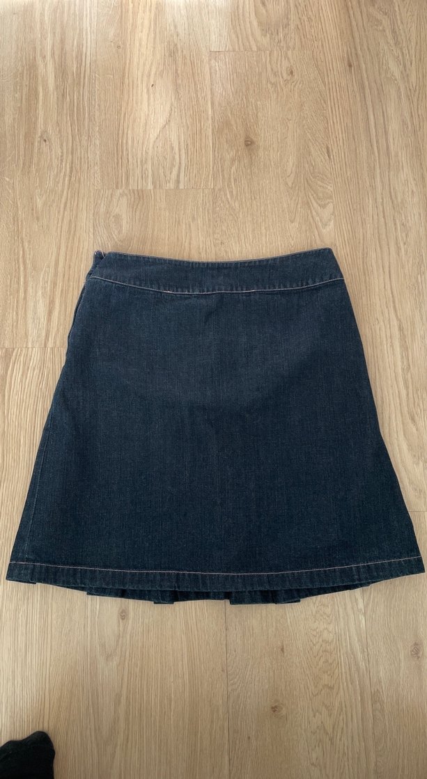 Çocuk Lacivert Pileli Kot Etek - Görsel 2