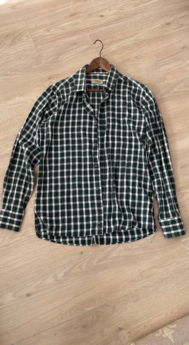 Erkek yeşil Kareli Uzun Kollu Gömlek - Görsel 4