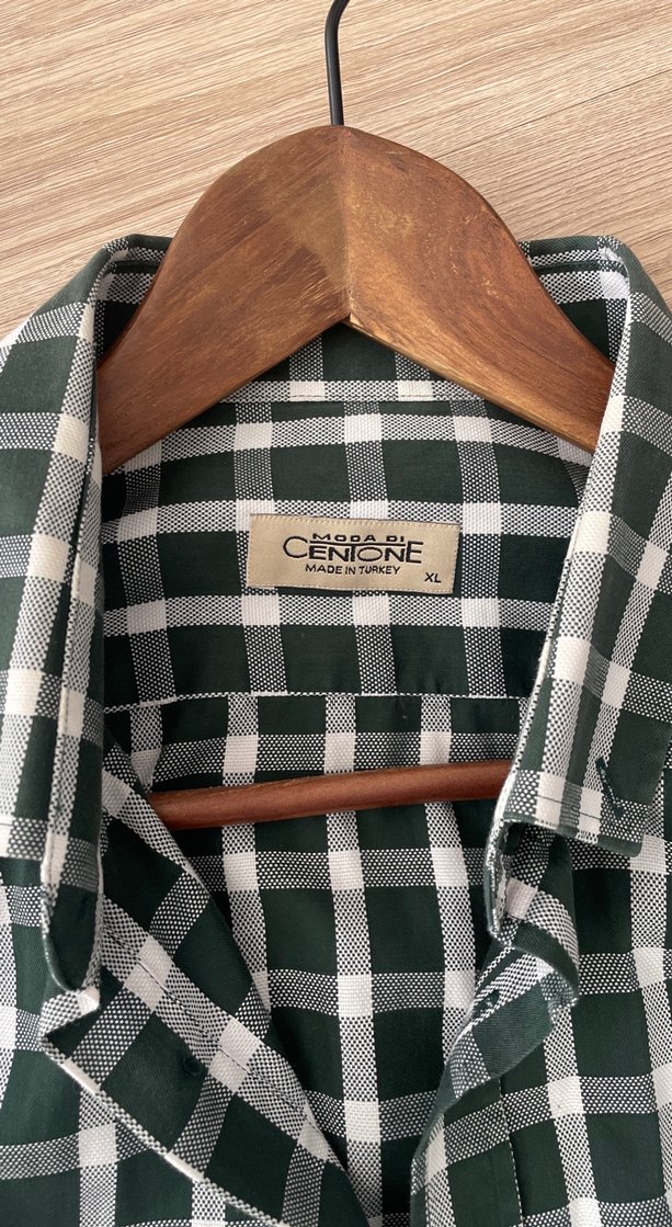 Erkek yeşil Kareli Uzun Kollu Gömlek - Görsel 2