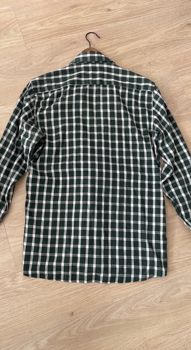 Erkek yeşil Kareli Uzun Kollu Gömlek - Görsel 3