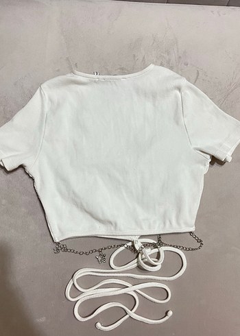 Koton Beyaz Zincir Detaylı Crop Top