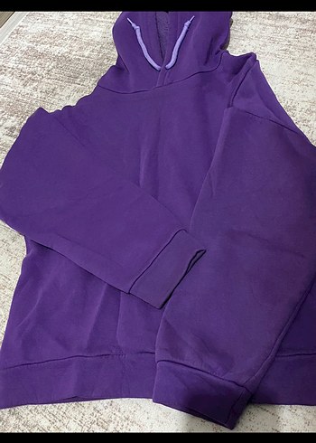 Mor Kadın Sweatshirt Kapüşonlu Rahat Kesim