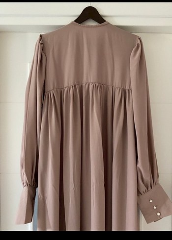 Bej  Uzun Kollu Salaş Elbise - Görsel 9